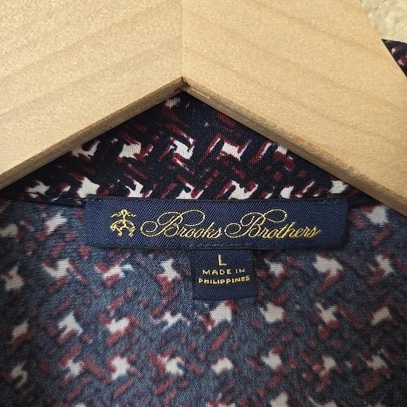 Brooks Brothers Blue Red A-line Belt Long Sleeve Midi Shirt Dress Sz L Large EUC - Picture 4 of 9